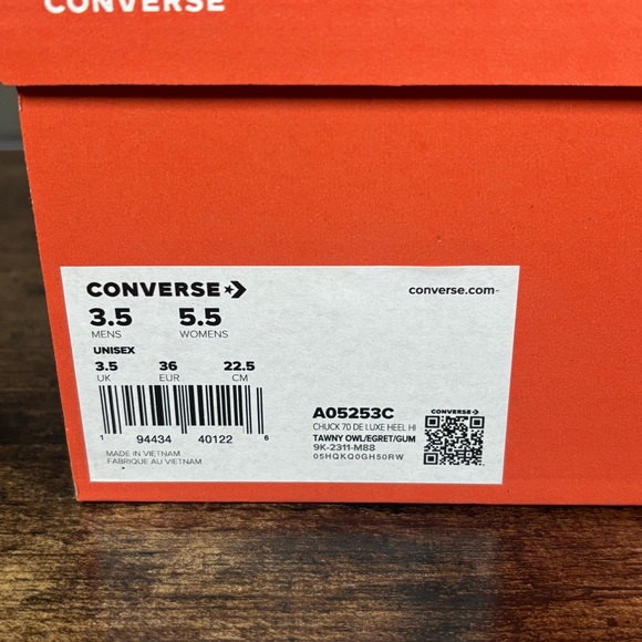Converse Chuck 70 De Luxe Heel Hi Platform A05253C Women’s Size 5.5 Tawny Owl - Picture 9 of 9